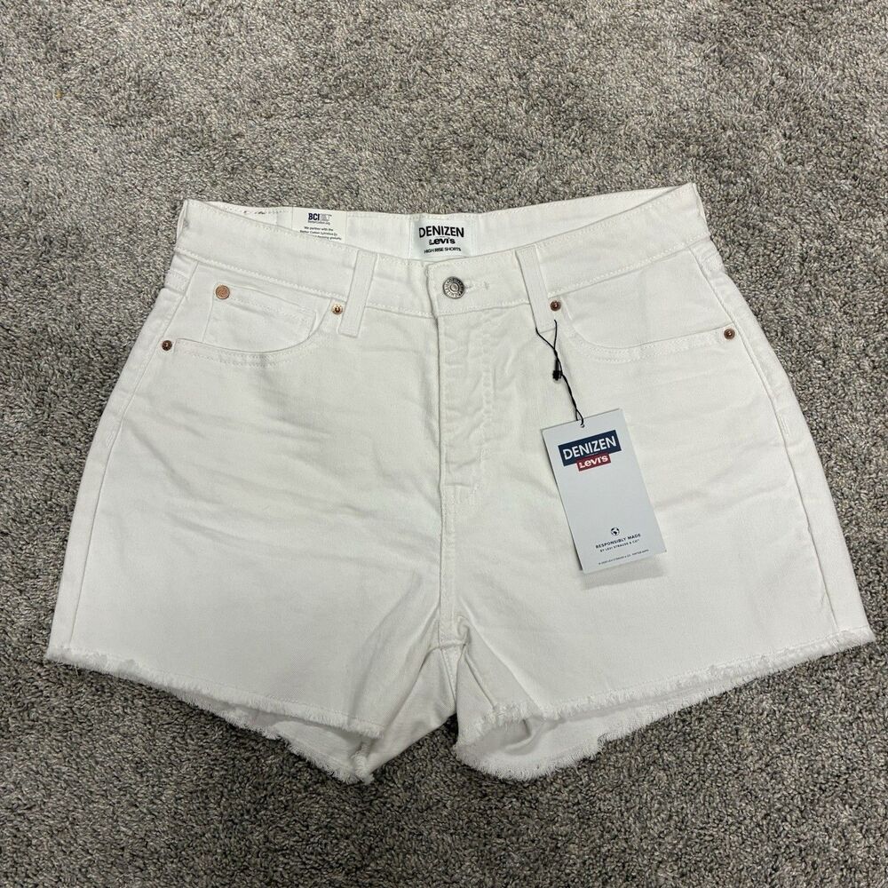 NWT LEVI'S DENIZEN High Rise 3” Denim Cutoff Shorts Women’s Size 12 White Jean